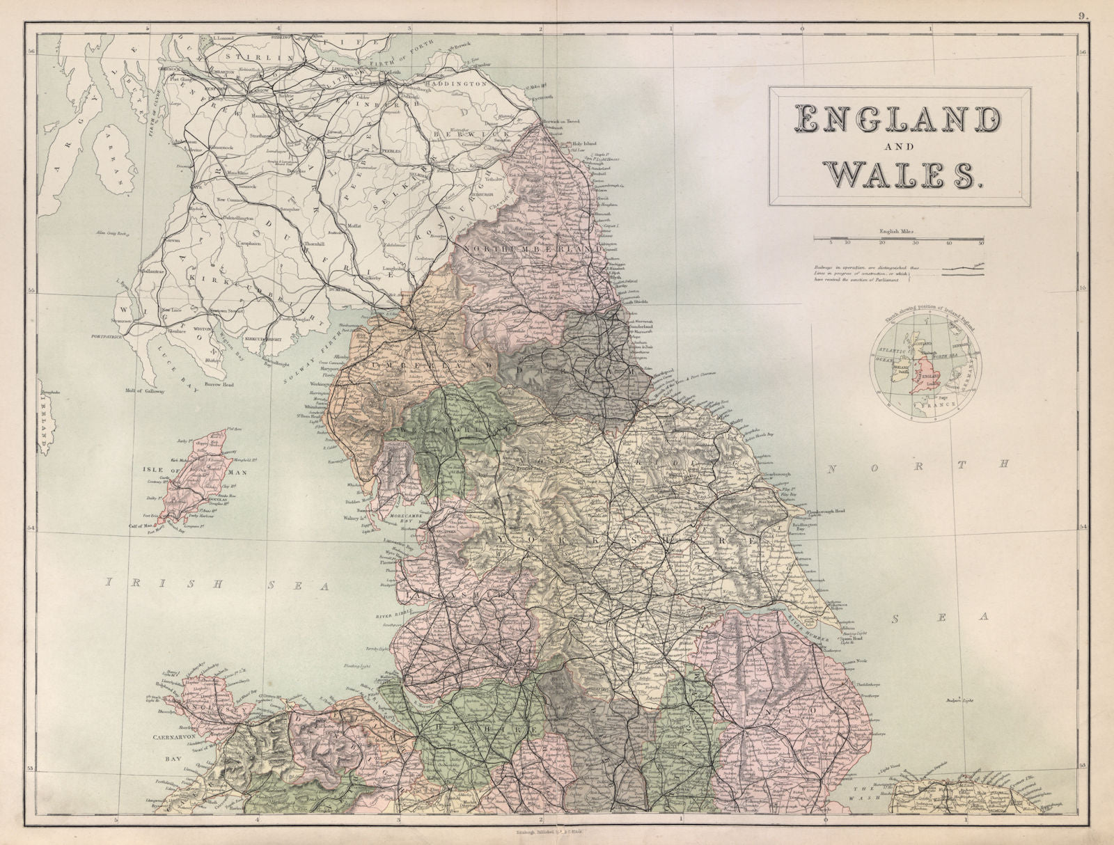 England & Wales North Sheet. Yorkshire Lancashire. BARTHOLOMEW 1882 old map